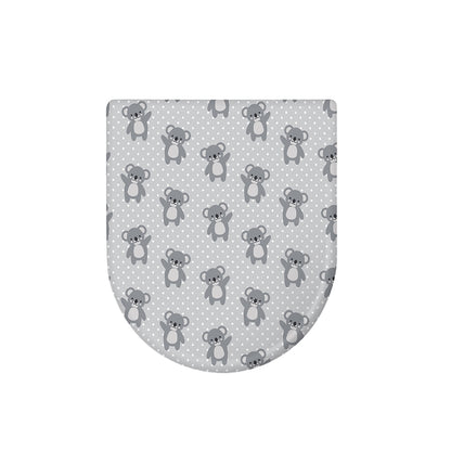 Grey Koala Pattern Print Toilet Lid Cover