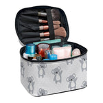 Grey Koala Pattern Print Travel Makeup Bag