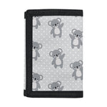 Grey Koala Pattern Print Trifold Wallet