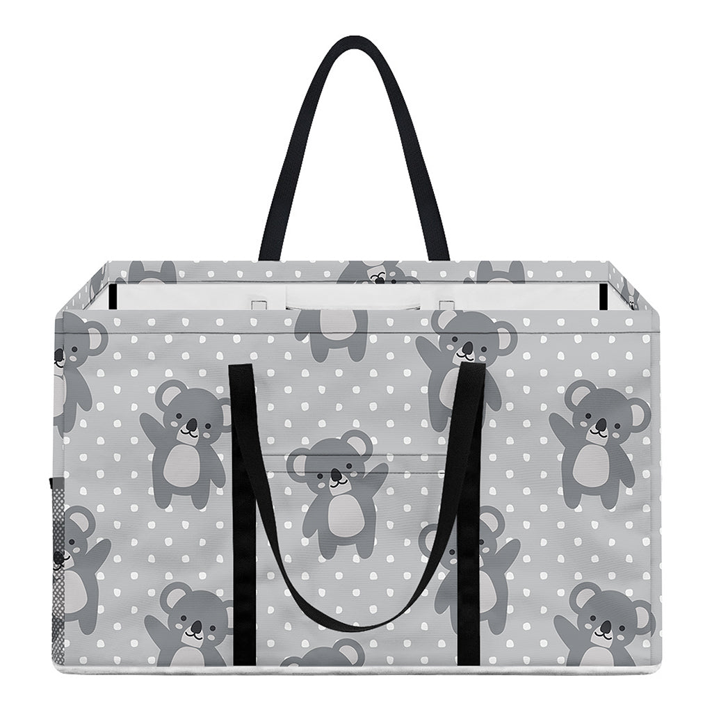 Grey Koala Pattern Print Utility Tote Bag
