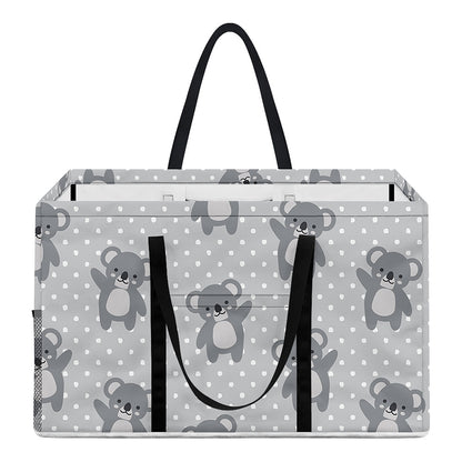 Grey Koala Pattern Print Utility Tote Bag