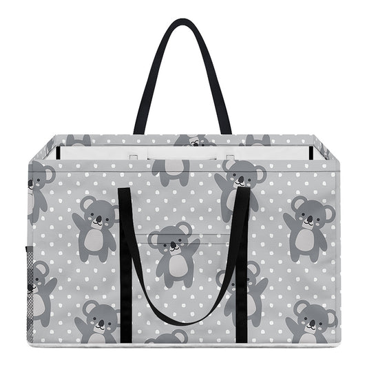 Grey Koala Pattern Print Utility Tote Bag