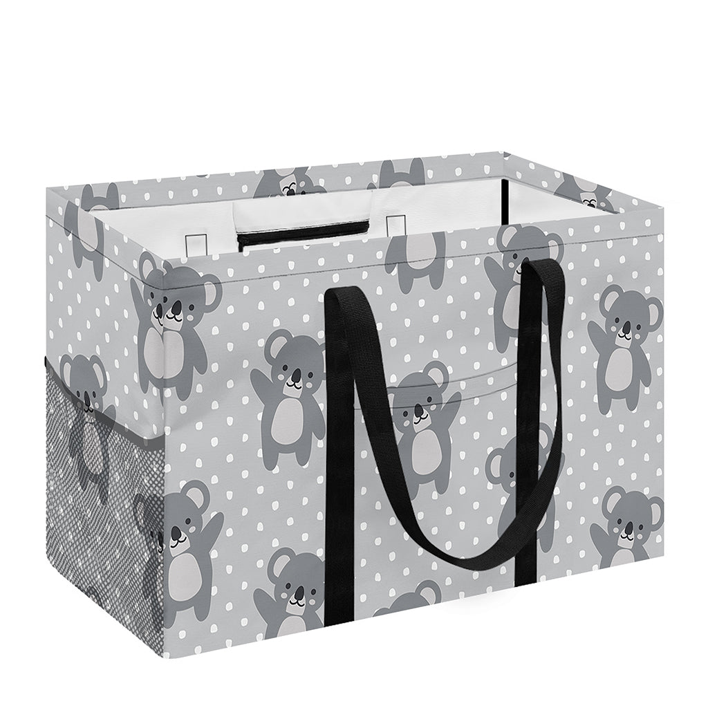 Grey Koala Pattern Print Utility Tote Bag
