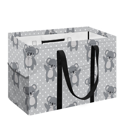 Grey Koala Pattern Print Utility Tote Bag