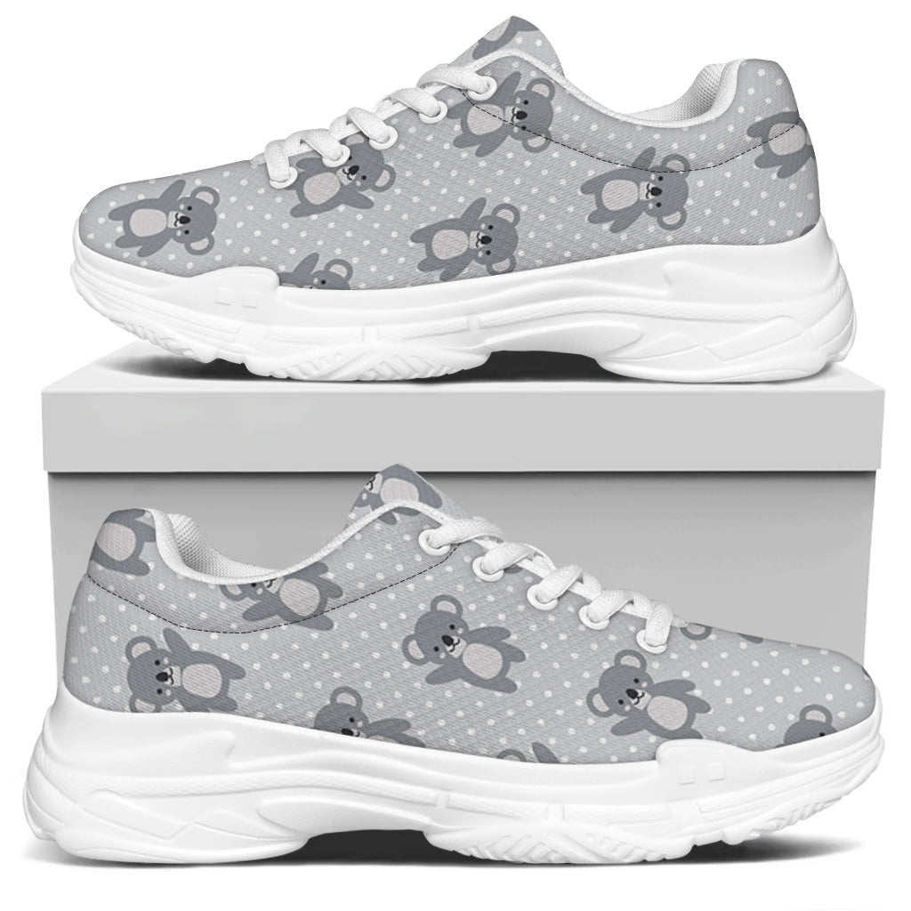 Grey Koala Pattern Print White Chunky Shoes