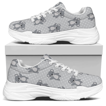 Grey Koala Pattern Print White Chunky Shoes