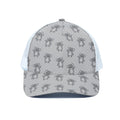 Grey Koala Pattern Print White Mesh Trucker Hat