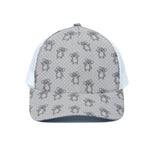Grey Koala Pattern Print White Mesh Trucker Cap