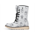 Grey Koala Pattern Print Winter Boots