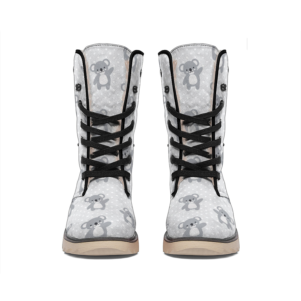 Grey Koala Pattern Print Winter Boots