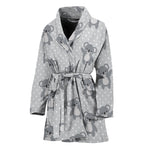 Grey Koala Pattern Print Women's Bathrobe