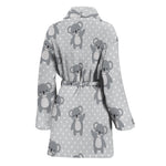 Grey Koala Pattern Print Women's Bathrobe