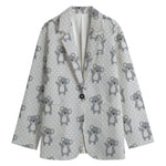 Grey Koala Pattern Print Women's Blazer
