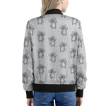 Grey Koala Pattern Print Women's Bomber Jacket