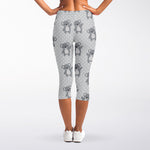 Grey Koala Pattern Print Women's Capri Leggings