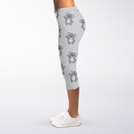 Grey Koala Pattern Print Women's Capri Leggings