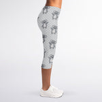 Grey Koala Pattern Print Women's Capri Leggings