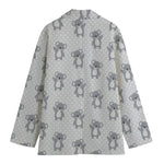 Grey Koala Pattern Print Women's Cotton Blazer