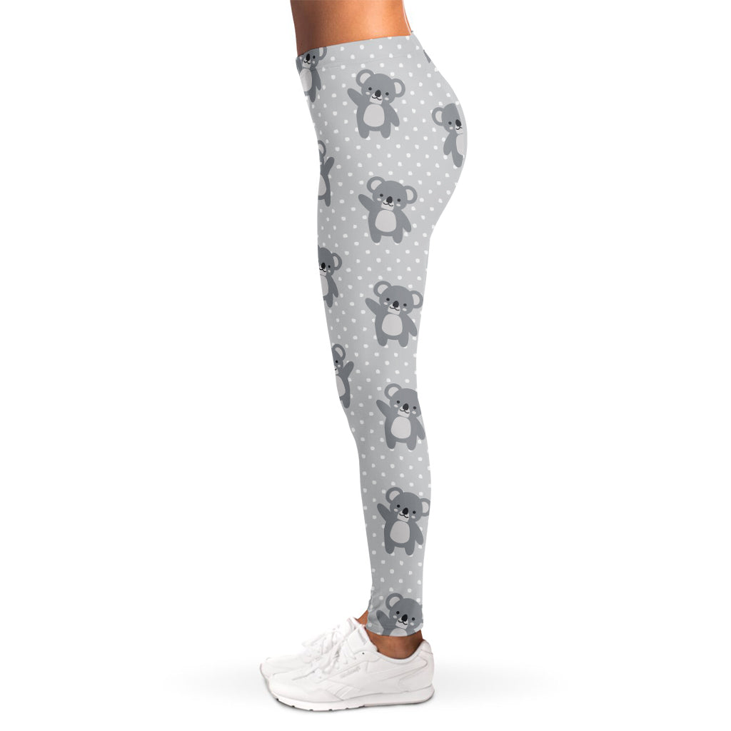 Grey Koala Pattern Print Women's Leggings