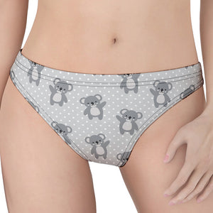 Grey Koala Pattern Print Women's Thong