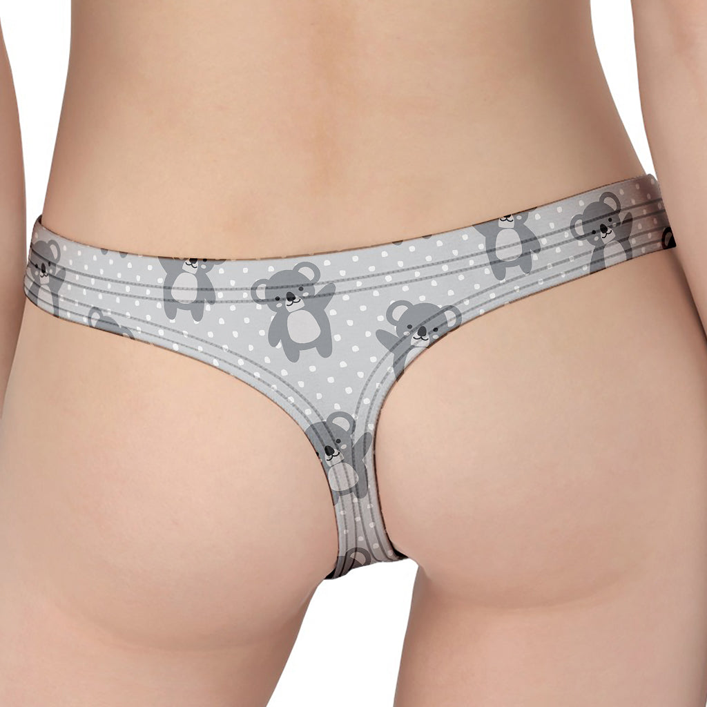 Grey Koala Pattern Print Women's Thong