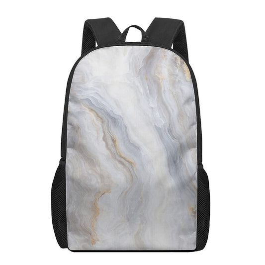 Grey Marble Print 17 Inch Backpack