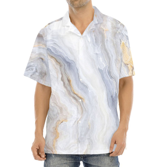 Grey Marble Print Aloha Shirt