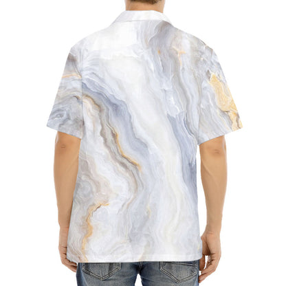 Grey Marble Print Aloha Shirt