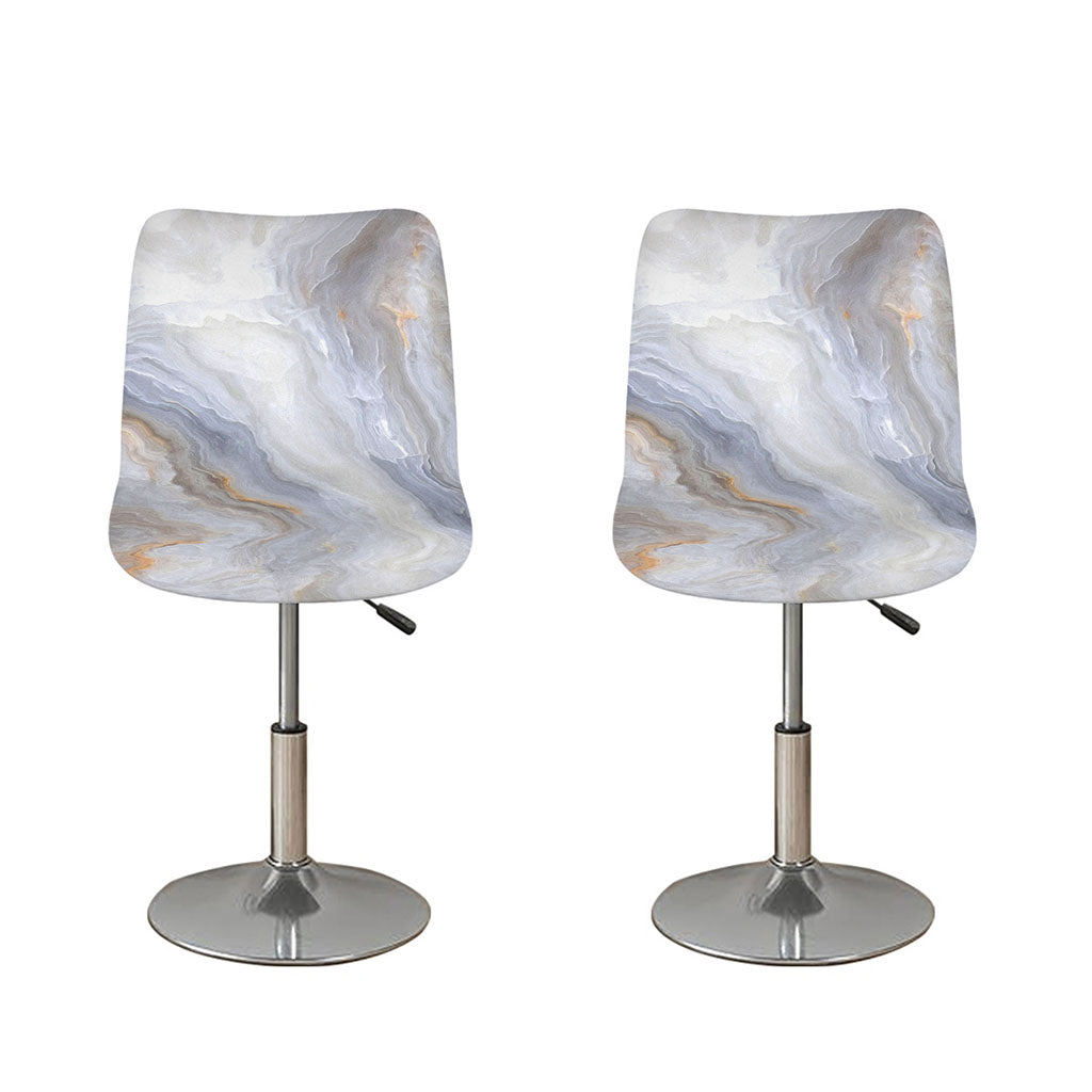 Grey Marble Print Bar Stool Covers