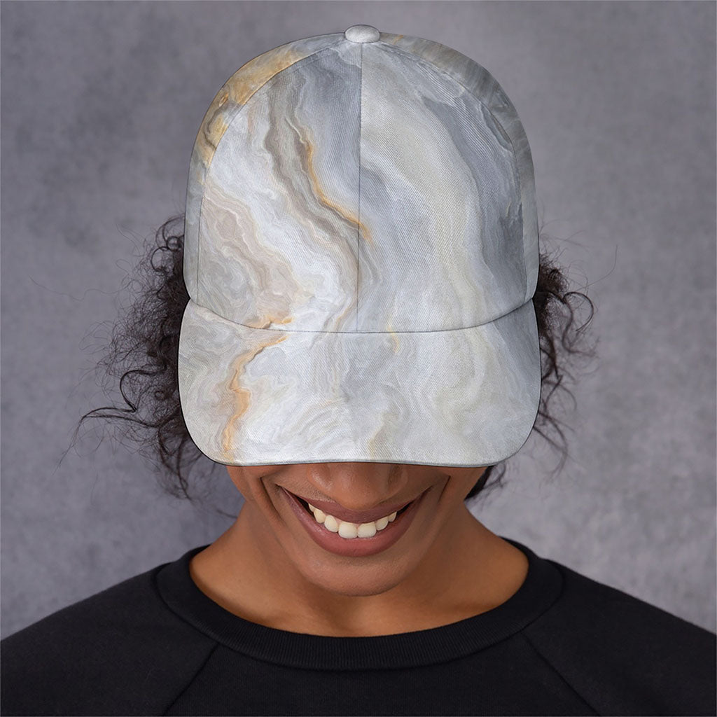 Grey Marble Print Baseball Cap