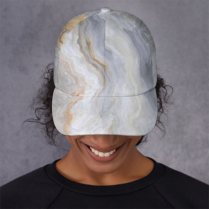 Grey Marble Print Baseball Cap