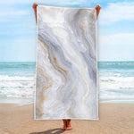 Grey Marble Print Beach Towel