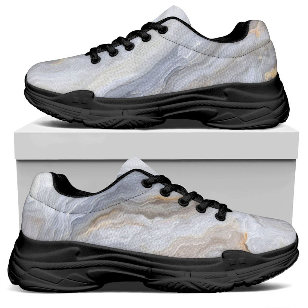 Grey Marble Print Black Chunky Shoes