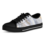 Grey Marble Print Black Low Top Sneakers