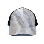 Grey Marble Print Black Mesh Trucker Cap