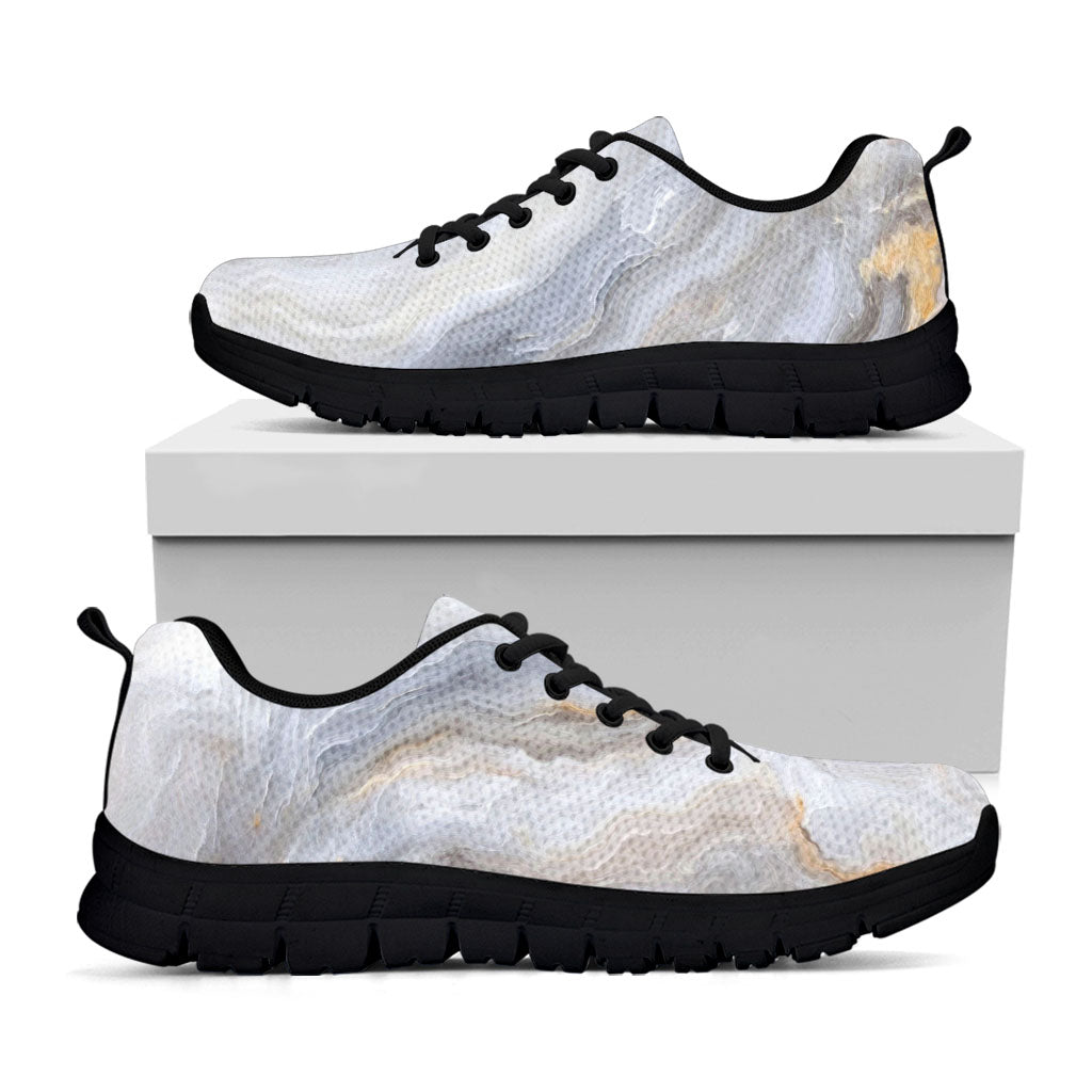 Grey Marble Print Black Running Shoes