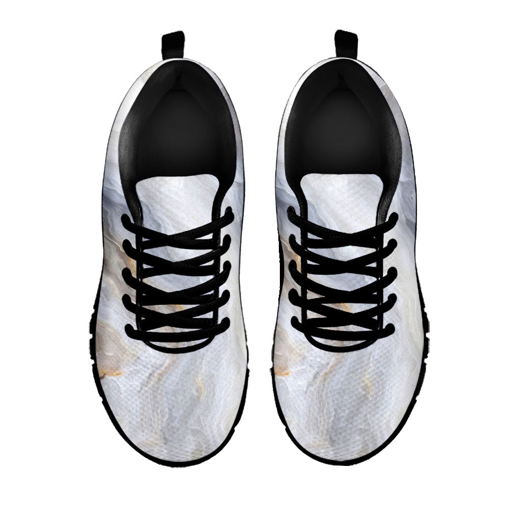 Grey Marble Print Black Running Shoes