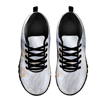 Grey Marble Print Black Running Shoes
