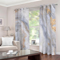 Grey Marble Print Dimout Grommet Curtains