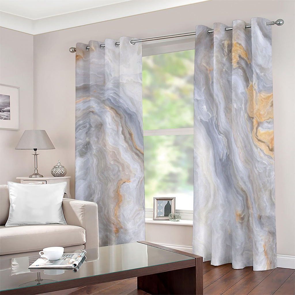 Grey Marble Print Blackout Grommet Curtains