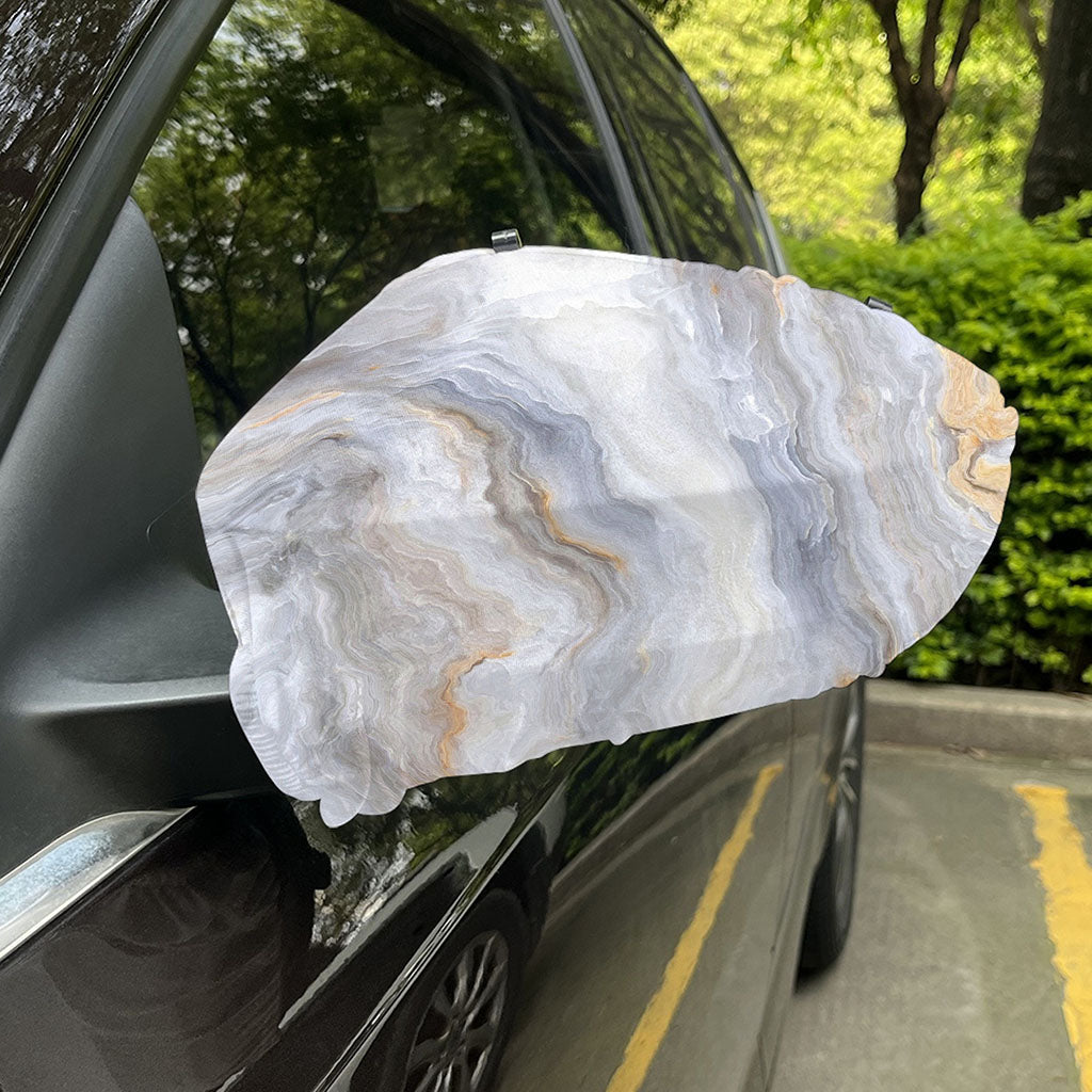 Grey Marble Print Car Side Mirror Covers