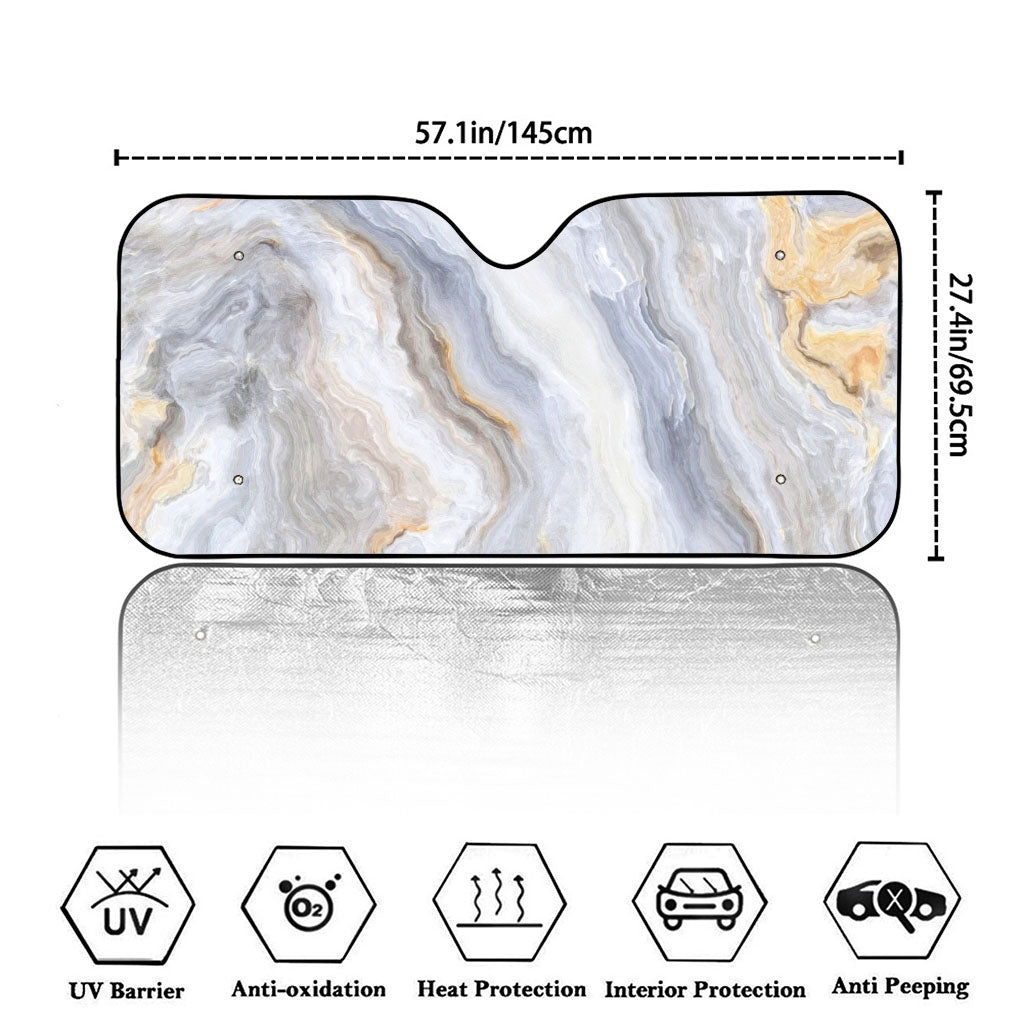 Grey Marble Print Car Windshield Sun Shade