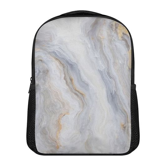 Grey Marble Print Casual Backpack