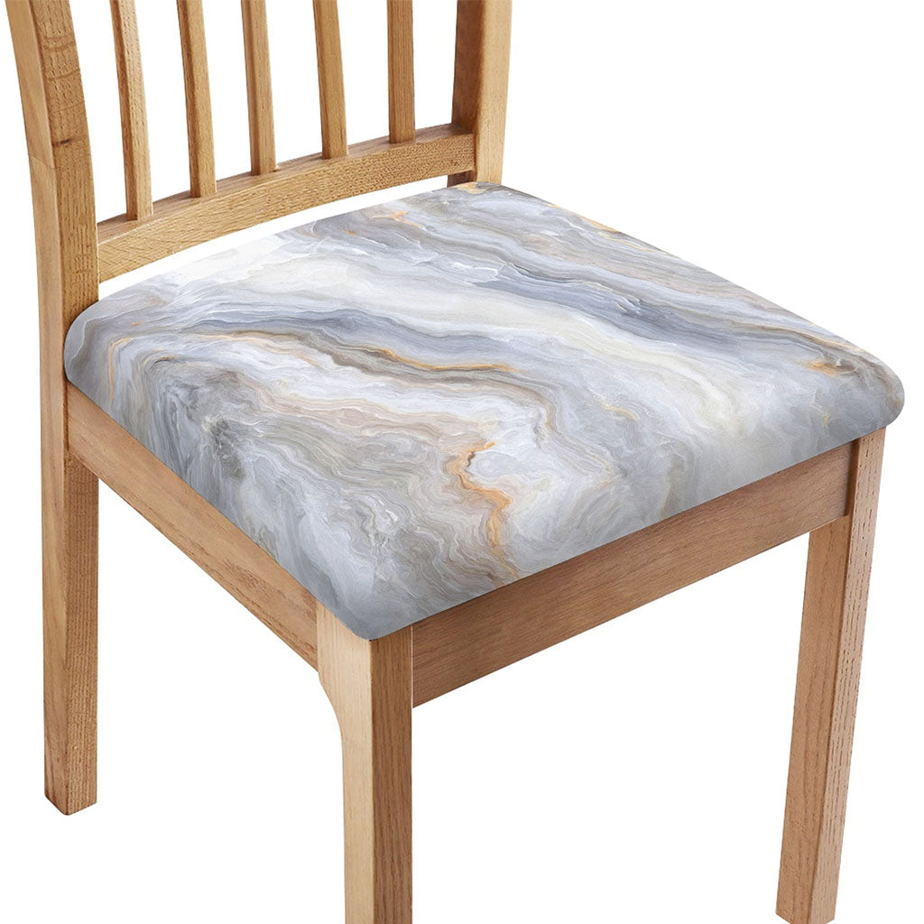Grey Marble Print Chair Cushion Cover