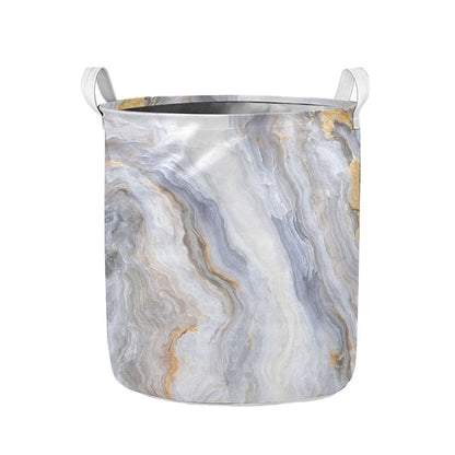 Grey Marble Print Collapsible Laundry Basket