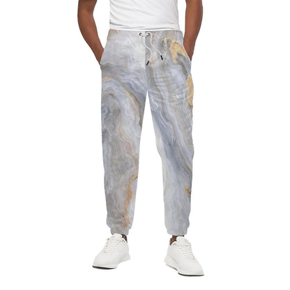 Grey Marble Print Cotton Pants
