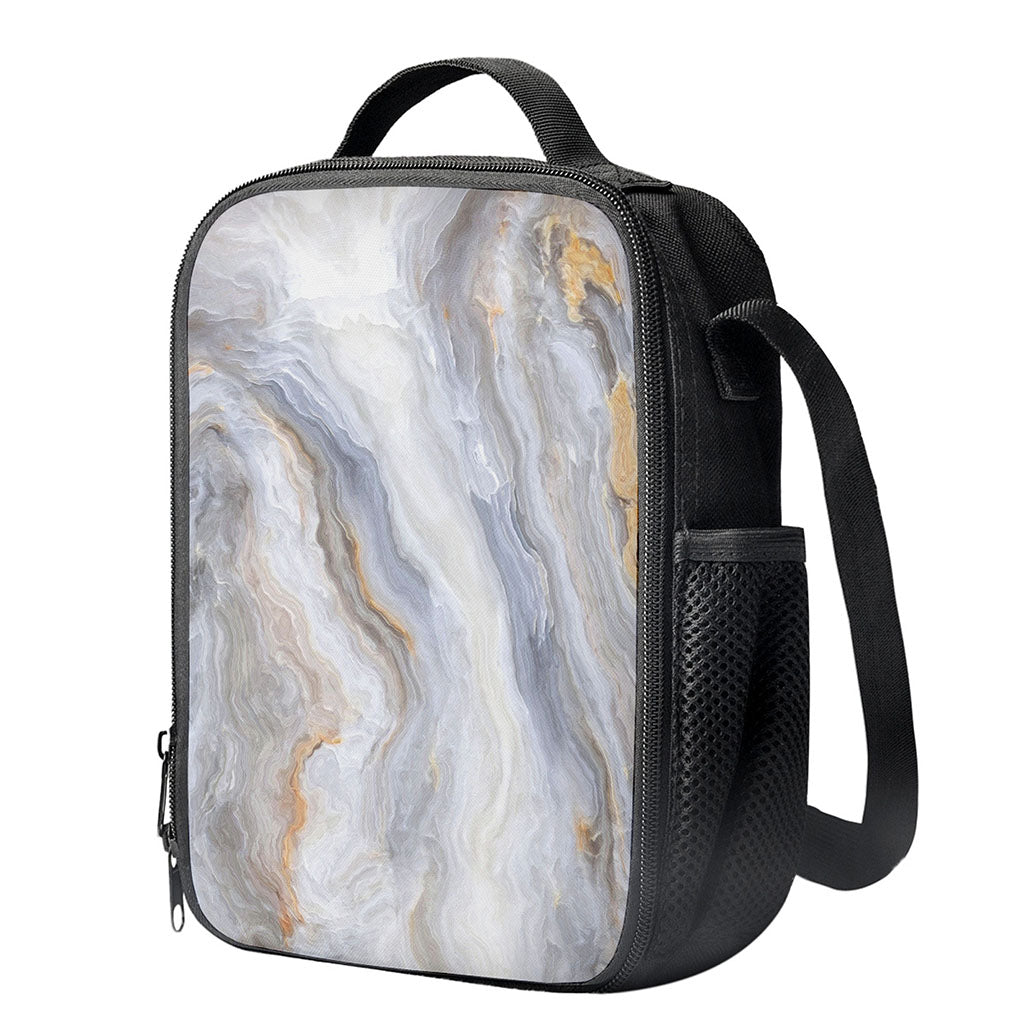 Grey Marble Print Crossbody Lunch Bag