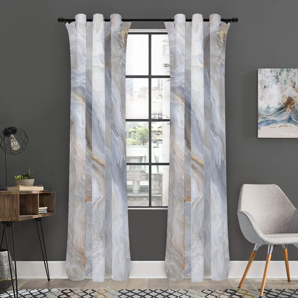 Grey Marble Print Curtain