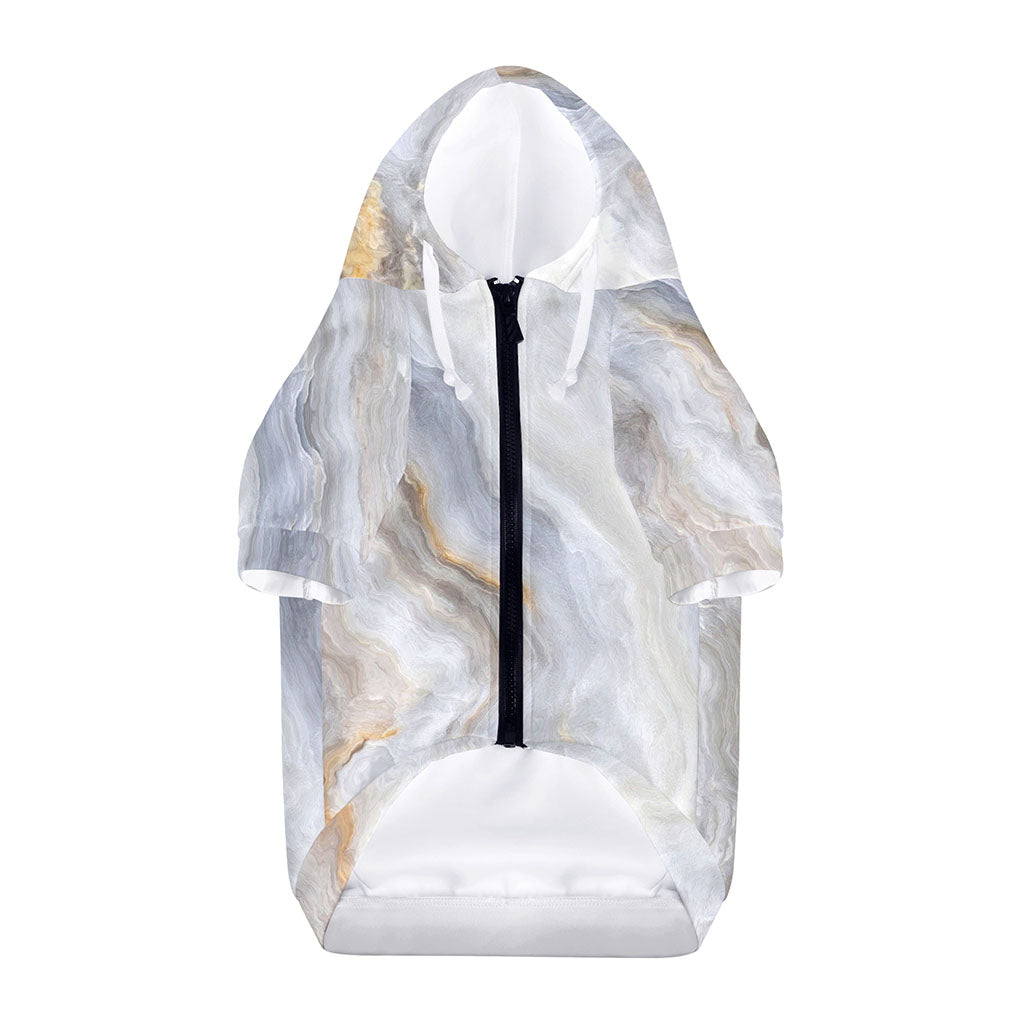 Grey Marble Print Dog Zip Up Hoodie