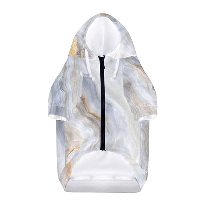 Grey Marble Print Dog Zip Up Hoodie